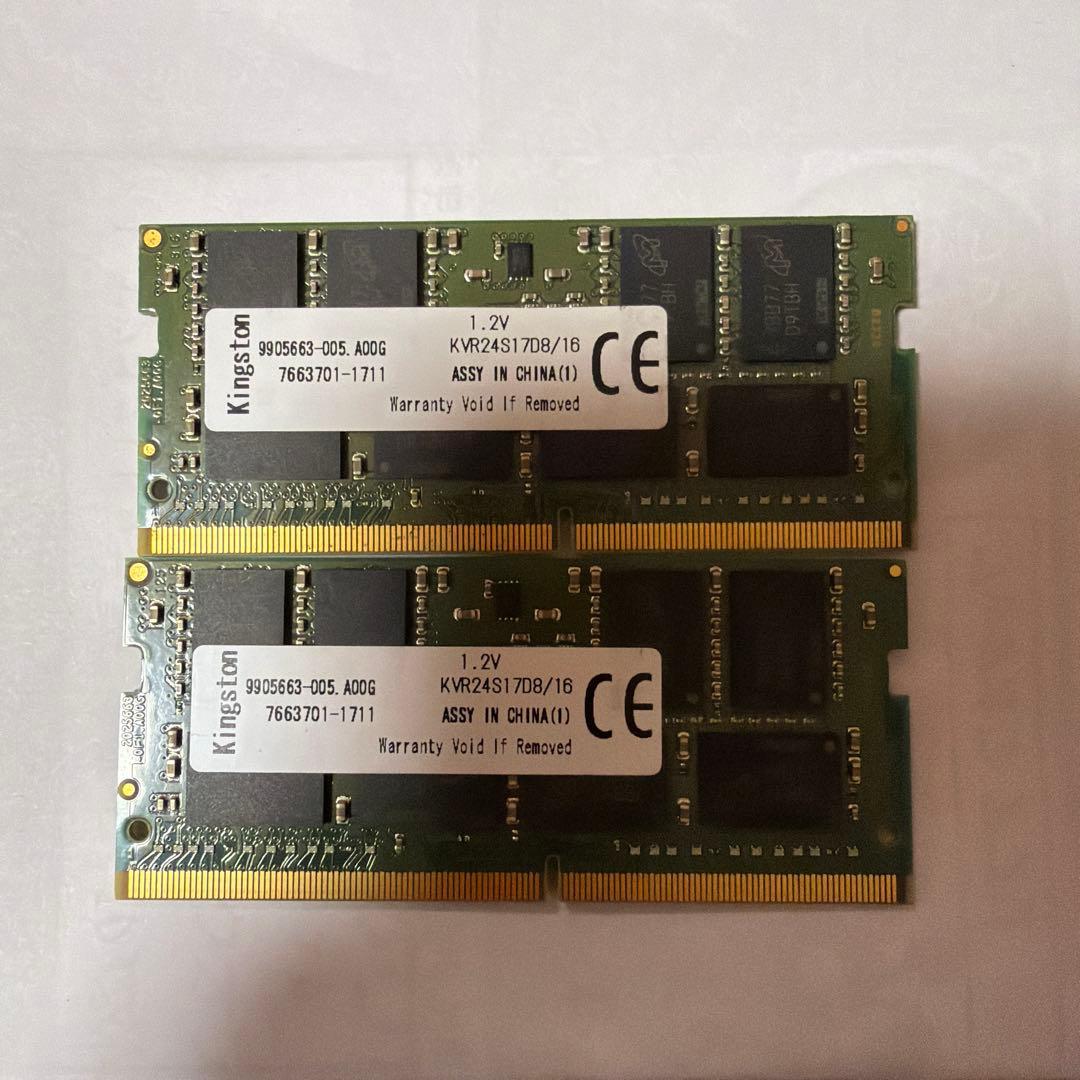 Kingston KVR24S17D8/16 16GB DDR4 2枚　32GB