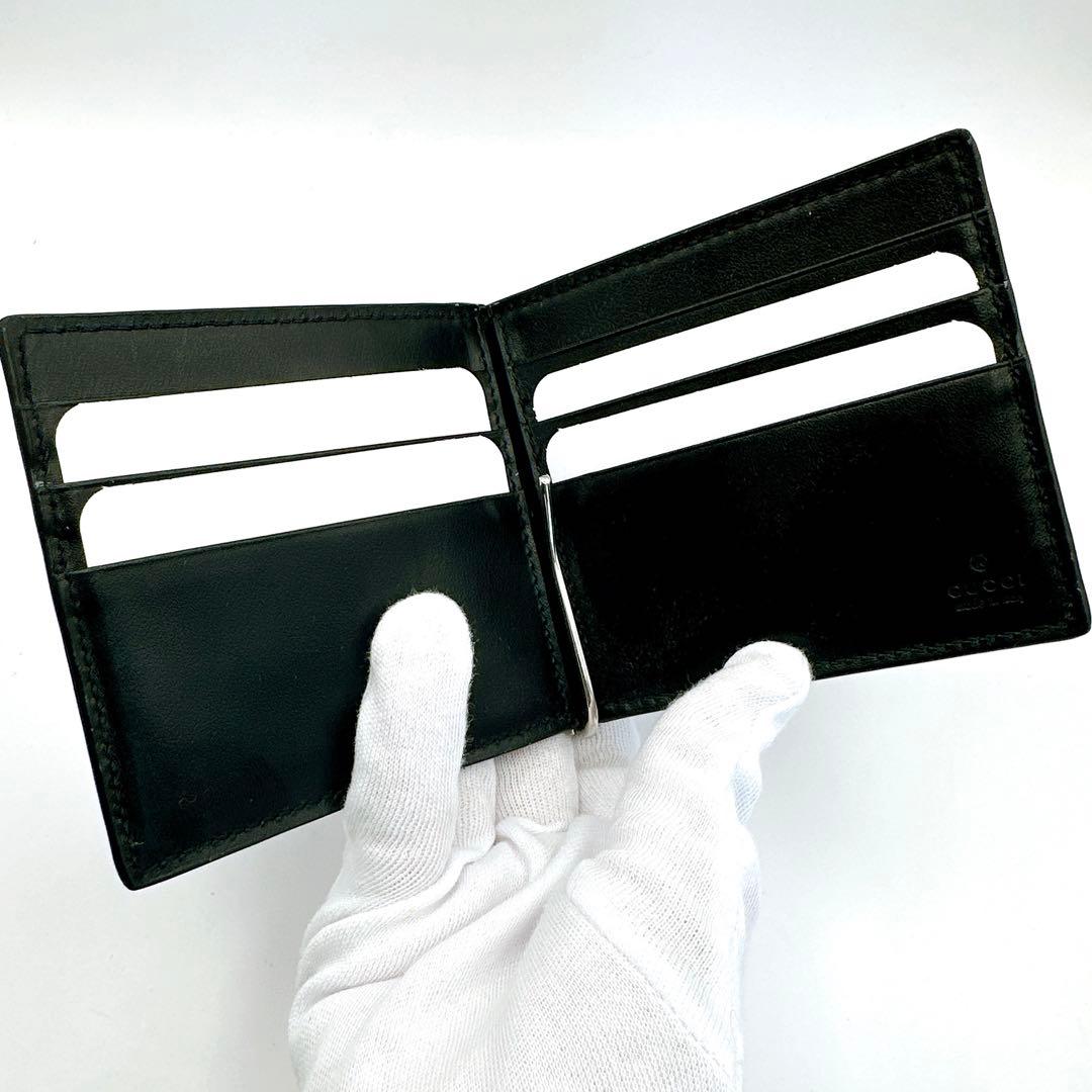 美品　グッチ マネークリップ 札入れ GGエンボス デカロゴ ブラック 黒　希少