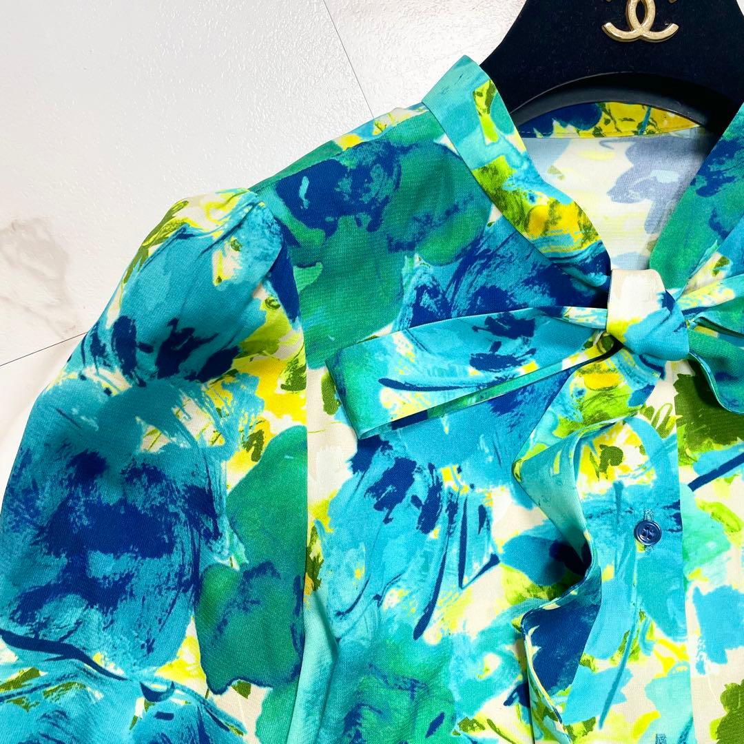 近年✨ANAYI アナイ デジタルフラワープリントボウタイブラウス 総柄