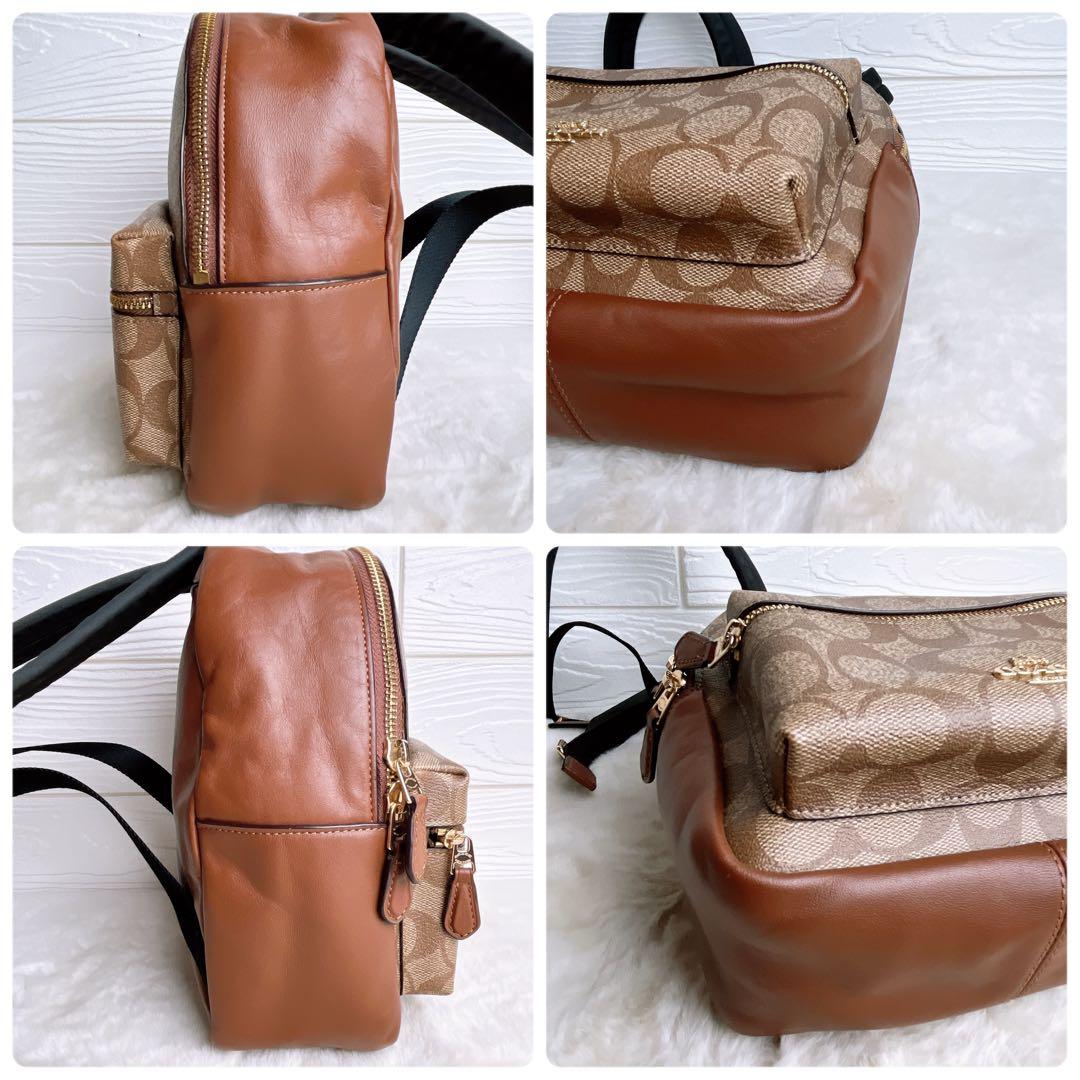 極美品☆COACHコーチ リュック バックパック シグネチャー ブラウンレザー