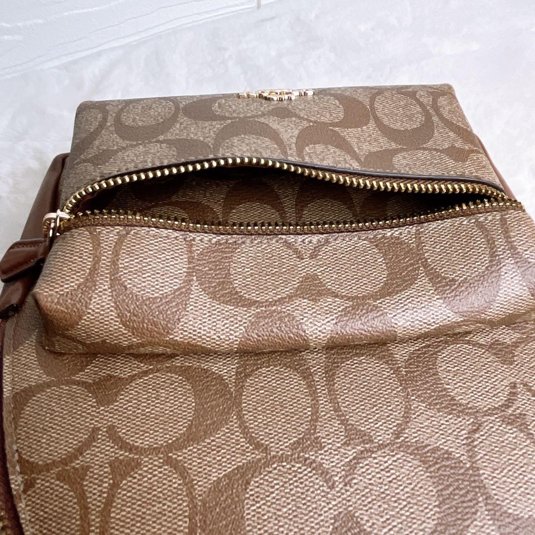 極美品☆COACHコーチ リュック バックパック シグネチャー ブラウンレザー