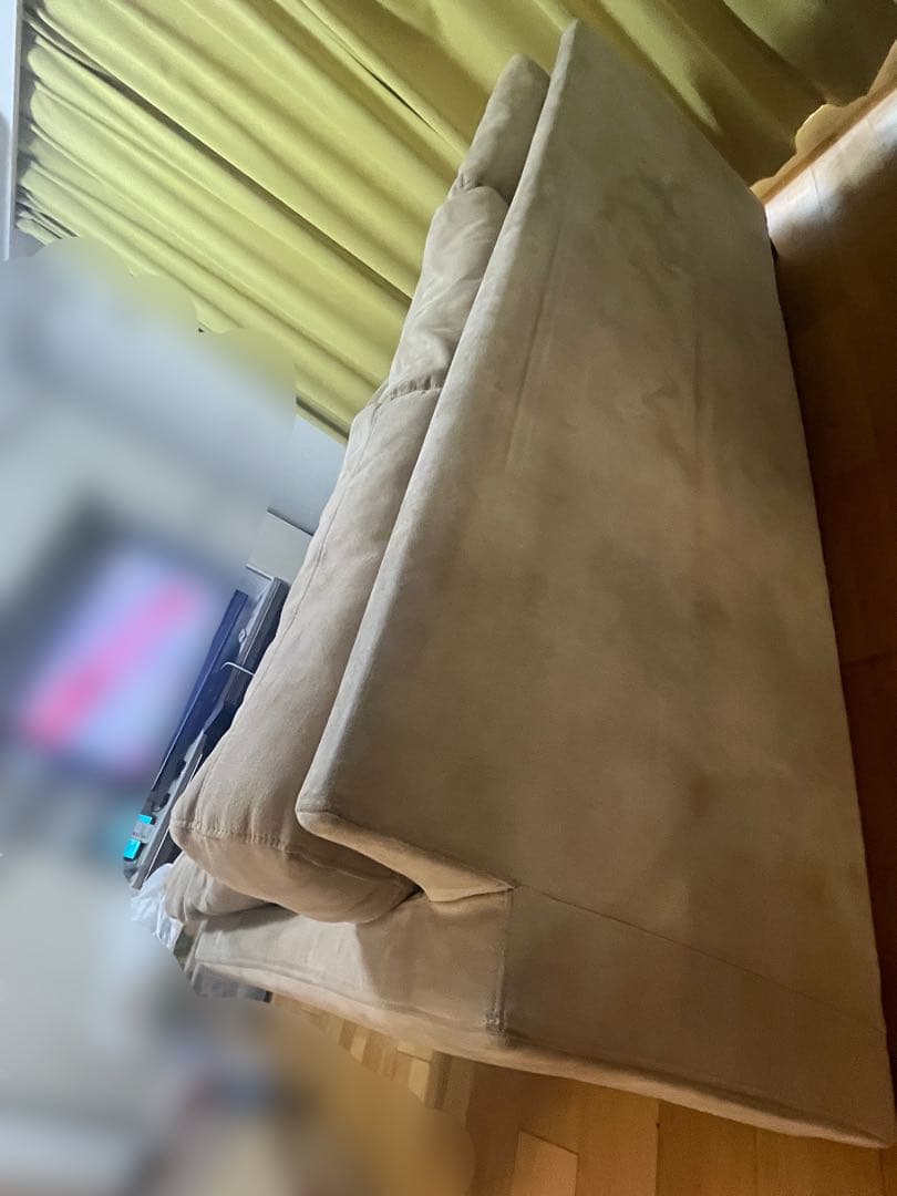 【愛知県】ベージュ L字型ソファ スエード調