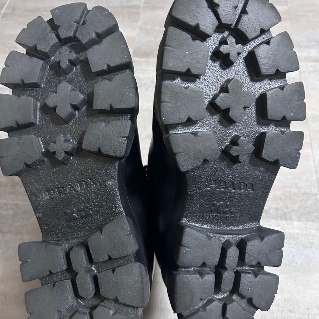 PRADA モノリス レースアップ ブラック レザー シューズ 本革 厚底