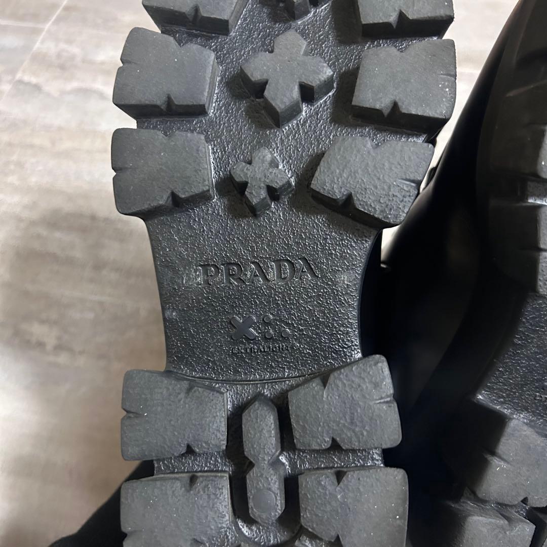 PRADA モノリス レースアップ ブラック レザー シューズ 本革 厚底