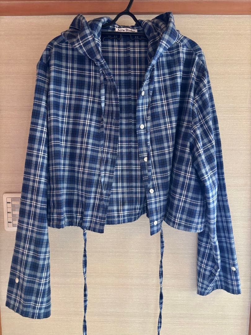 アクネストゥディオズ　チェックフード付きオーバーシャツ