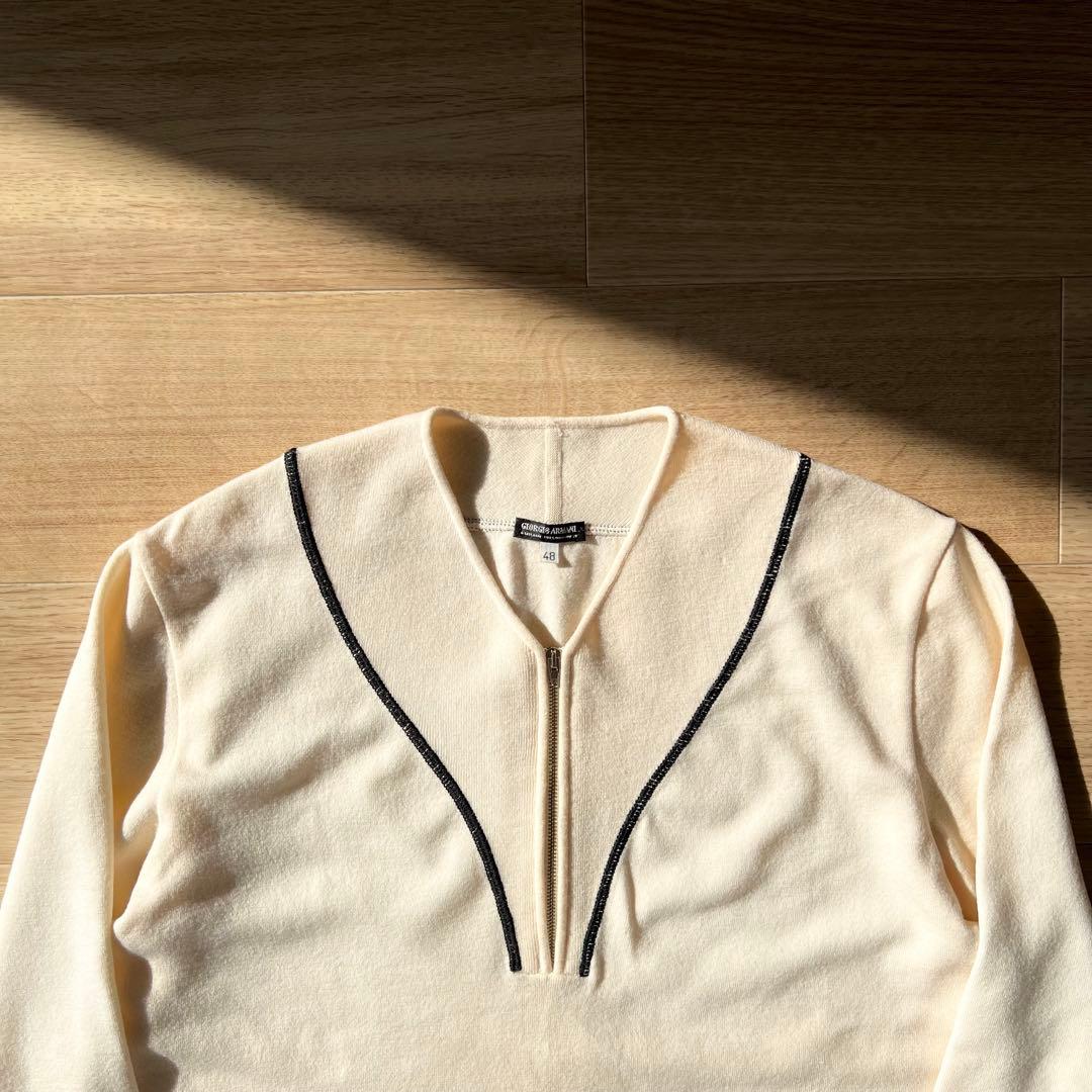 90s Giorgio Armani ハーフジップ ウール ニット ヴィンテージ
