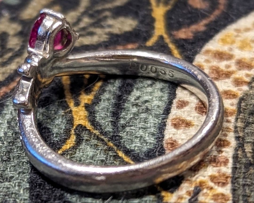 PT900 ルビー ダイヤモンド リング 12号 保証書と刻印あり