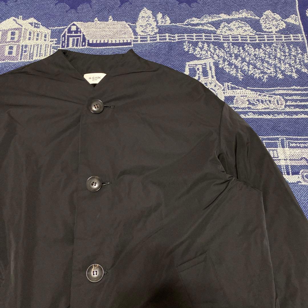 LE GLAZIK ルグラジック ノーカラー ダウンコート 36 ブラック の