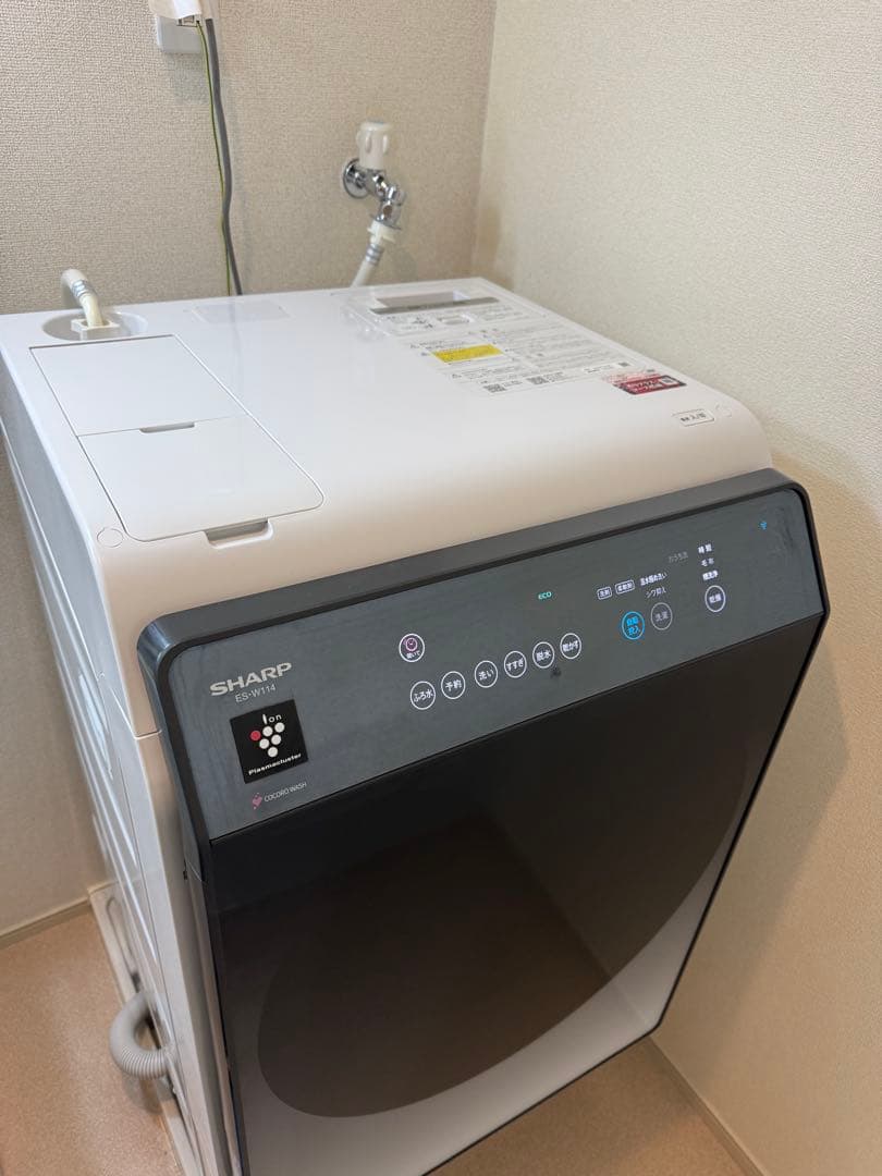 【送料込2/10まで】SHARP ドラム式洗濯機 左開き 22年製ES-W114