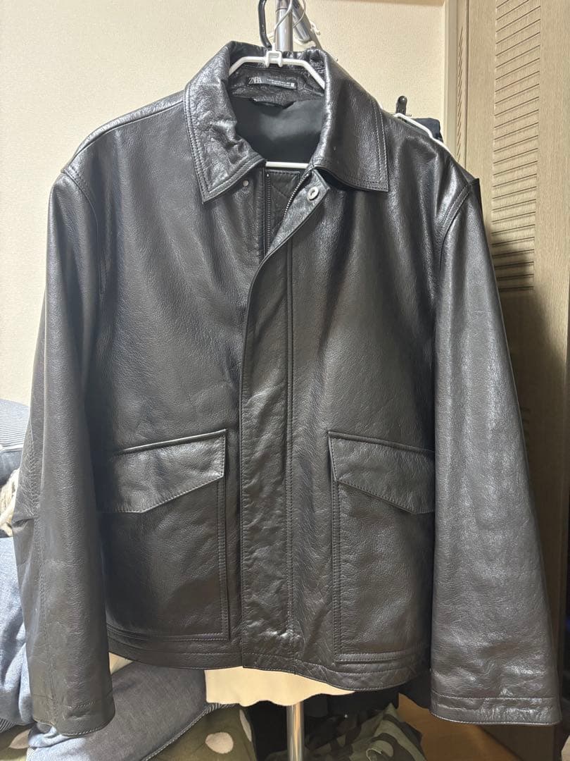 ZARA定価39900円 本革 A2 レザージャケット ブラック　美品