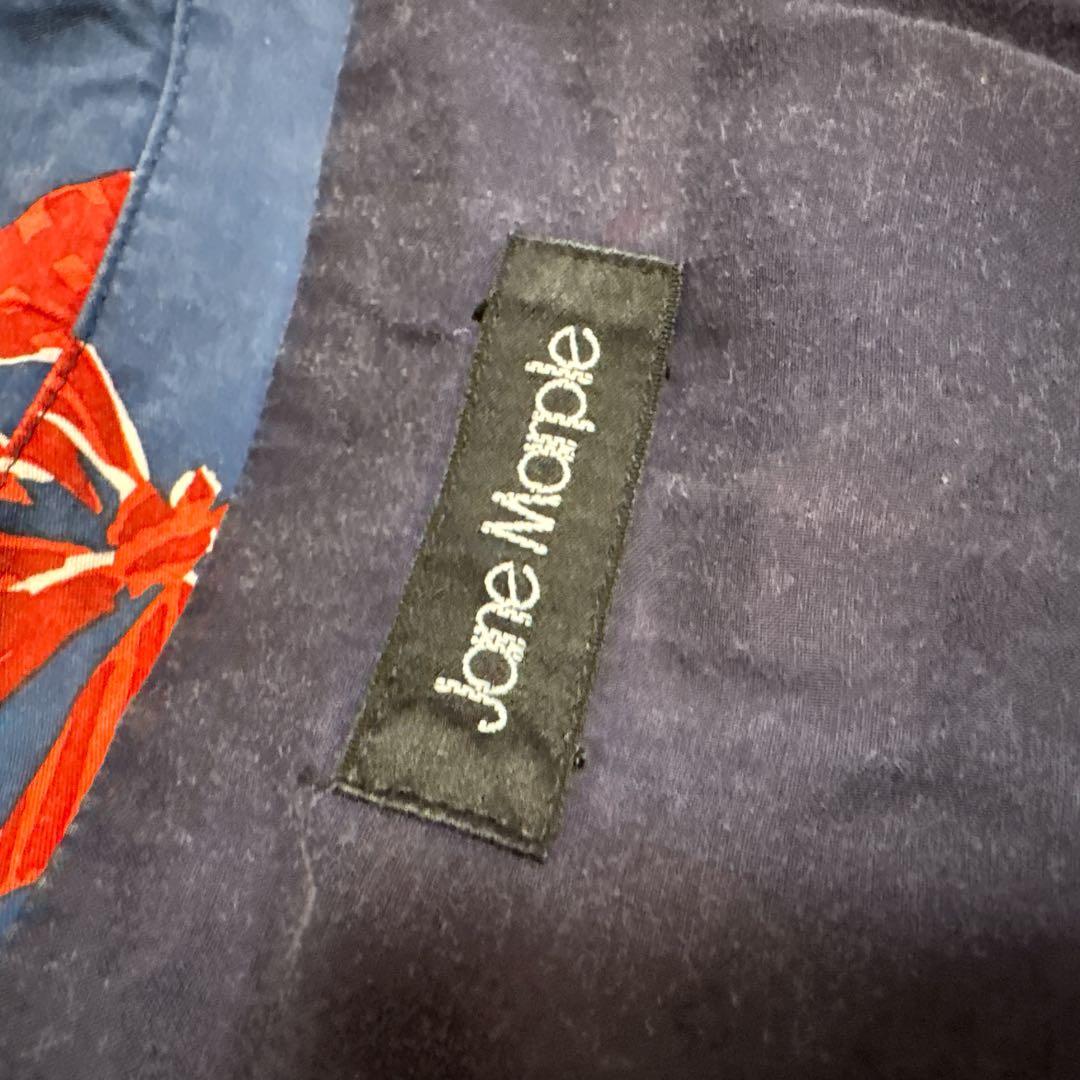 ジェーンマープル　リボン柄半袖ワンピース ネイビー