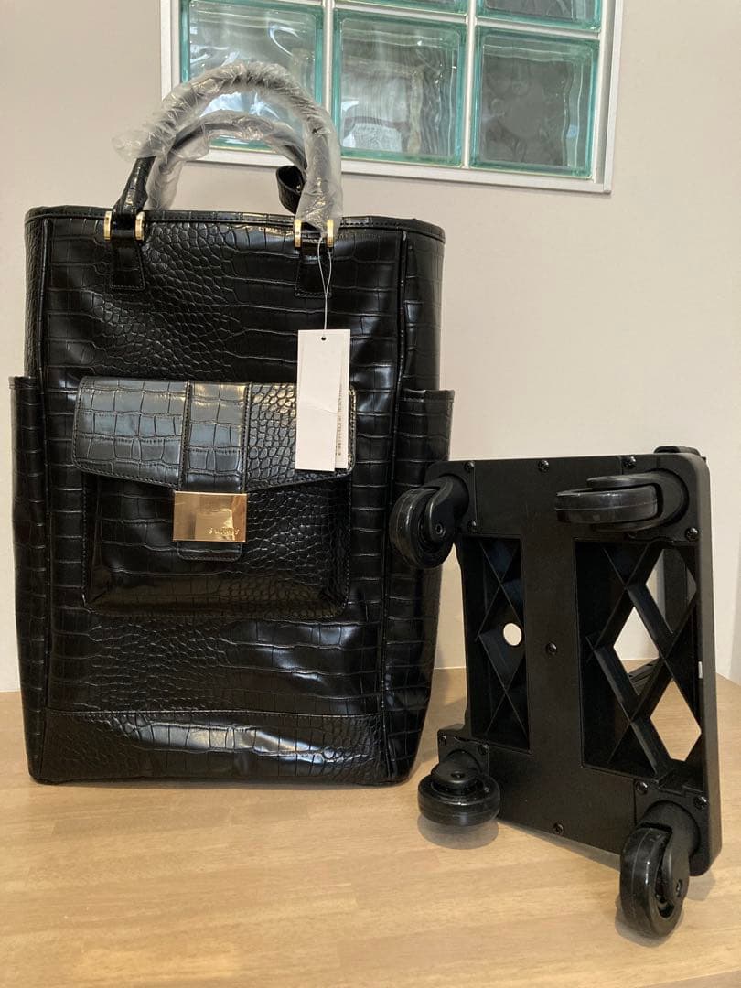 未使用・新品 スワニー トートキャリー クロコダイル型押し４輪ストッパー付き Ｌ