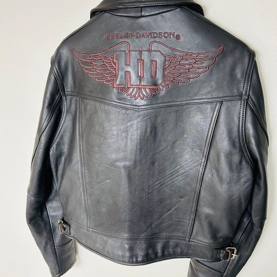 ハーレーダビッドソン ライダースジャケット H-D刺繍ロゴ 牛革製