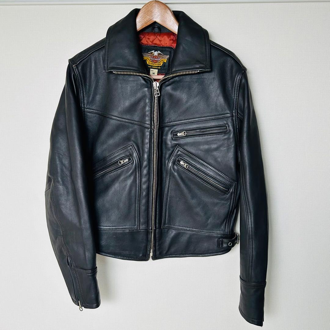 ハーレーダビッドソン ライダースジャケット H-D刺繍ロゴ 牛革製