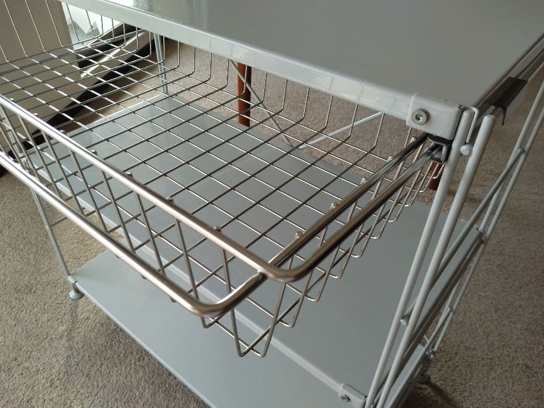 【美品】MUJI無印良品 スチールユニットシェルフ小ワイド86cmバスケット×2