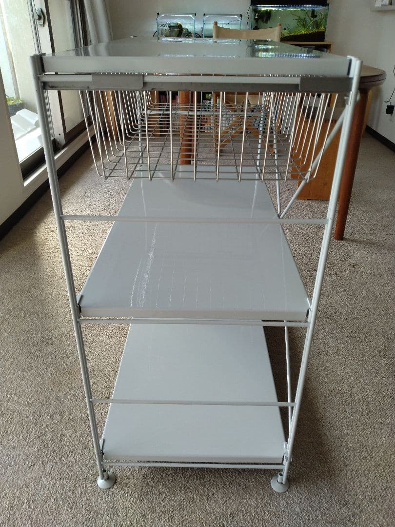 【美品】MUJI無印良品 スチールユニットシェルフ小ワイド86cmバスケット×2