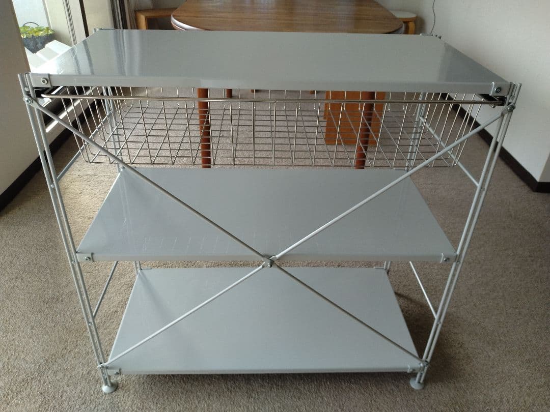 【美品】MUJI無印良品 スチールユニットシェルフ小ワイド86cmバスケット×2