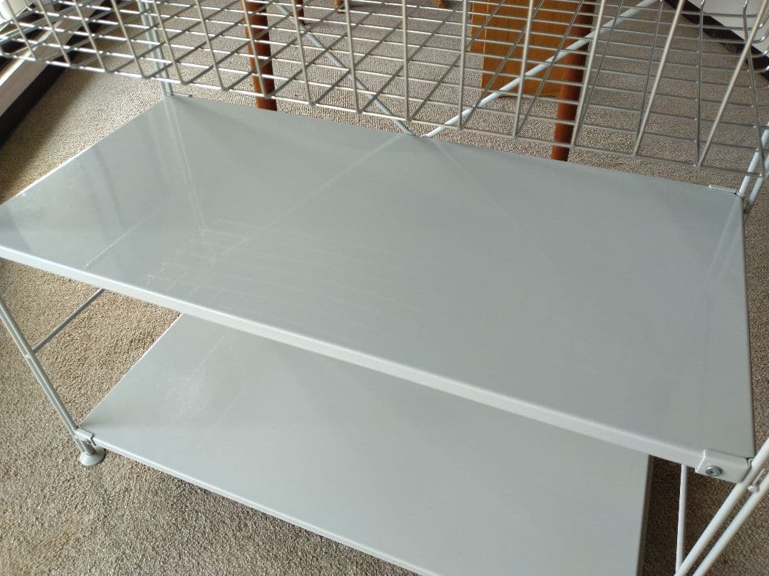 【美品】MUJI無印良品 スチールユニットシェルフ小ワイド86cmバスケット×2