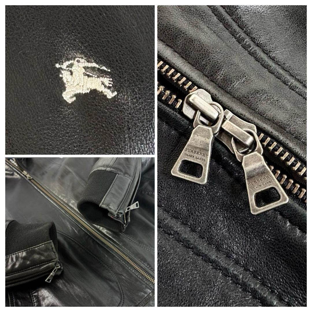 【美品】バーバリーブラックレーベル 羊革 ライジャケット ノバチェック Mサイズ