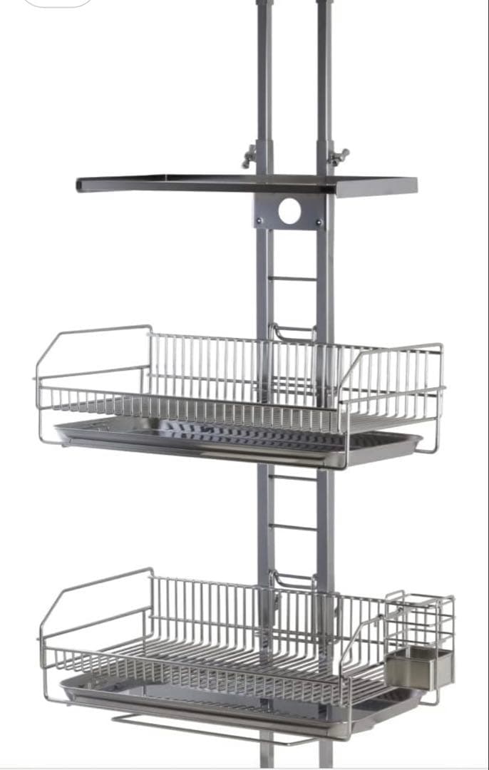 川口工器　突っ張りキッチンラック　水切りカゴ　燕三条製