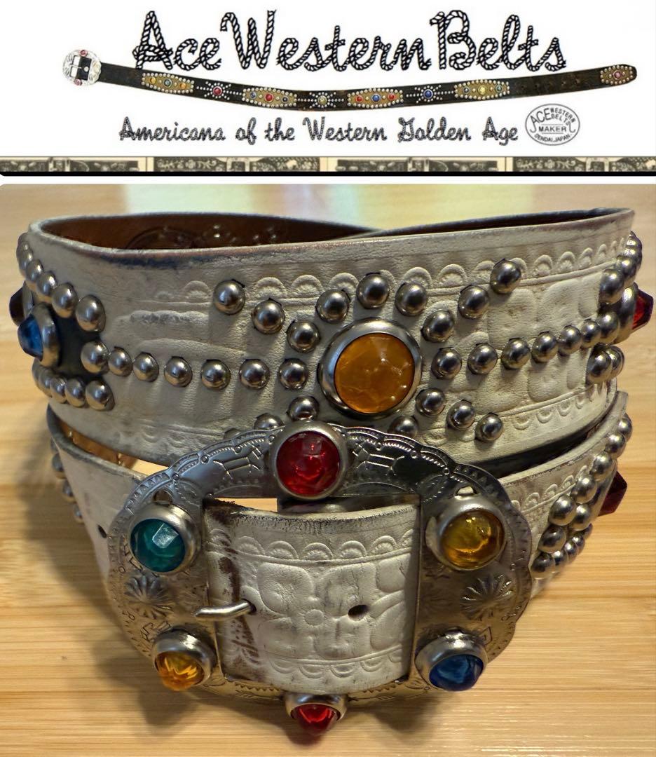 ⭐️劇レア⭐️ダッパーズ×エースウエスタンスタッズベルト⭐️マルチカラーストーン⭐️