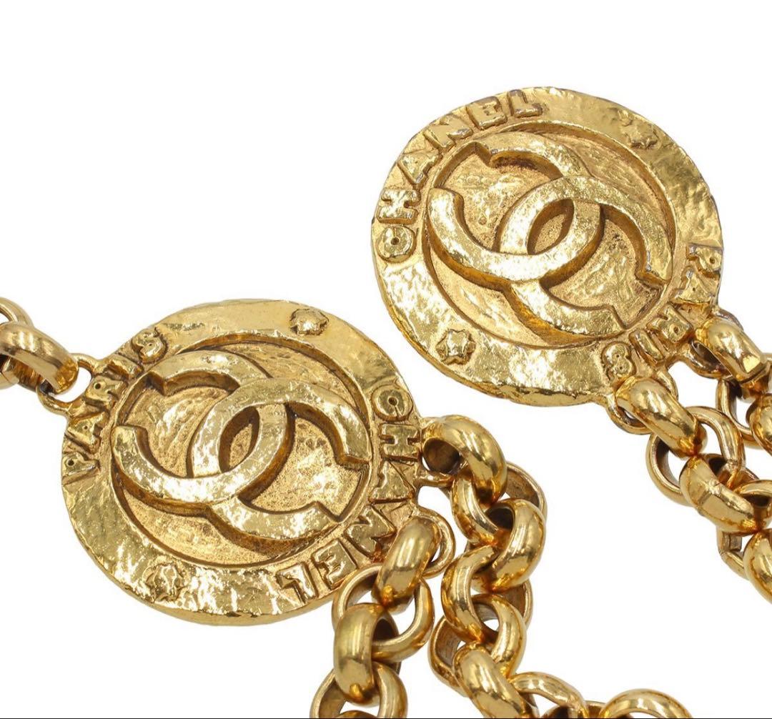 R2756 美品 シャネル ココマーク メダルモチーフ 2連 チェーンベルト