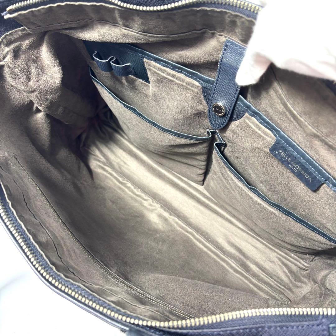 ✨美品✨ ペッレモルビダ ショルダーバッグ キャピターノ 2way A4可 紺