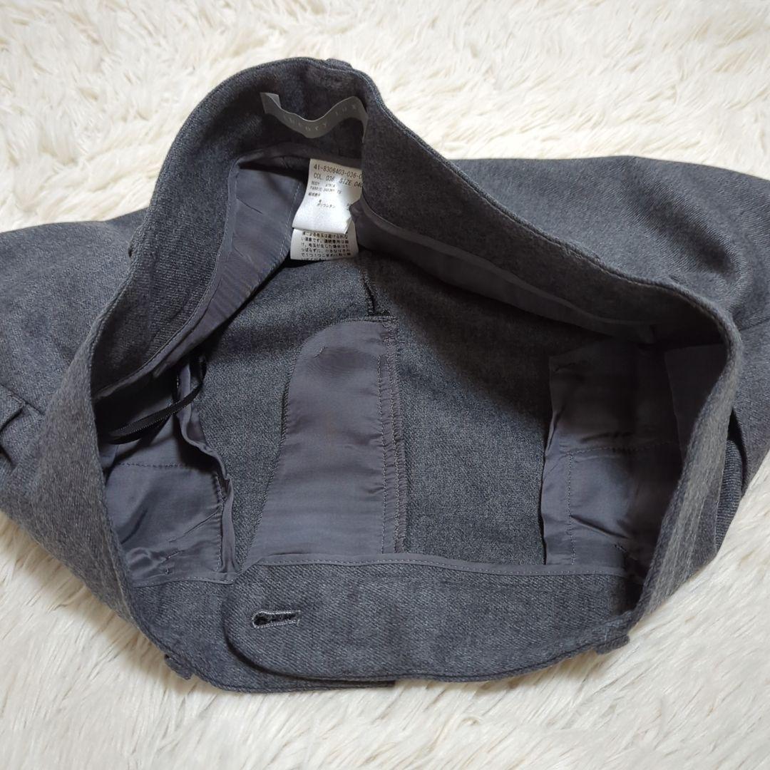 美品 セオリーリュクス 40 ノーカラー パンツスーツ セットアップ グレー