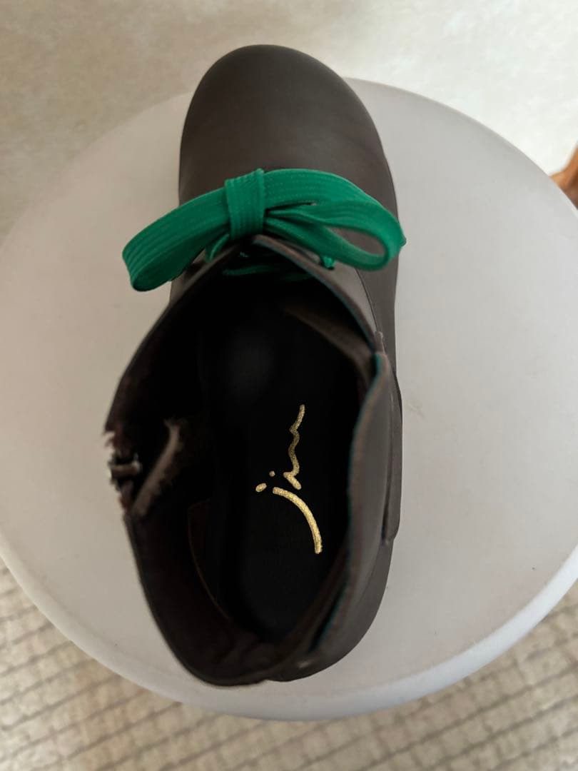 慈雨ブラウンショートブーツ サイドファスナー付き　靴紐2色　23.5㎝