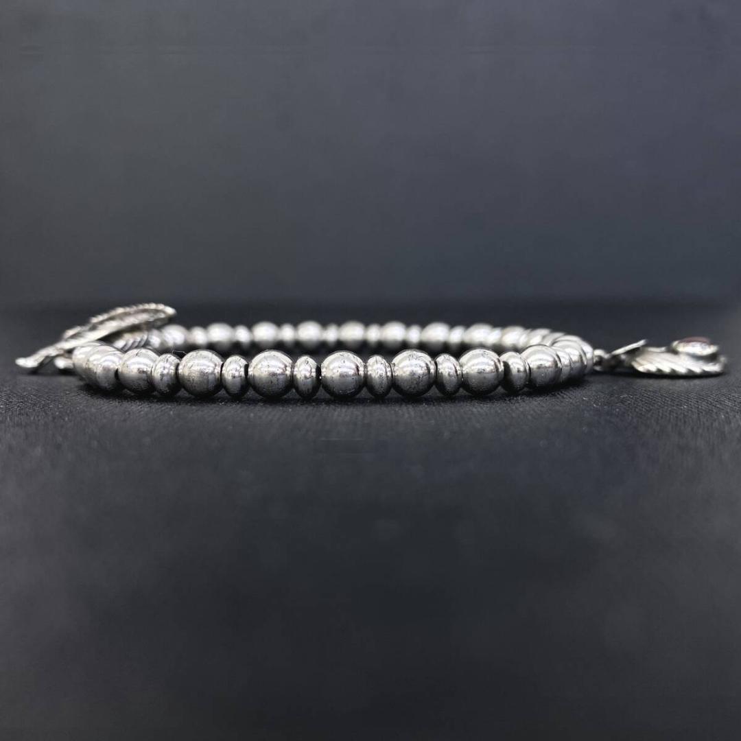 SAAD NAVAJO シルバー 925 リーフ フェザー ビーズ ブレスレット