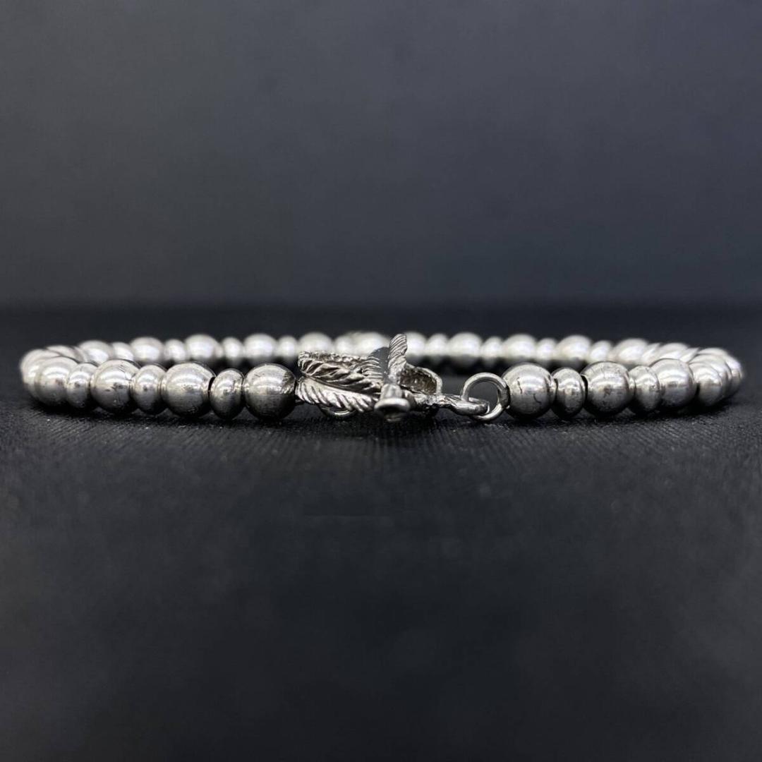 SAAD NAVAJO シルバー 925 リーフ フェザー ビーズ ブレスレット