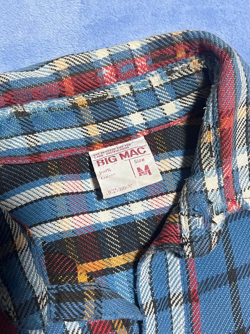 70’s BIG MAC ネルシャツ ブルー×レッドMサイズ 好配色