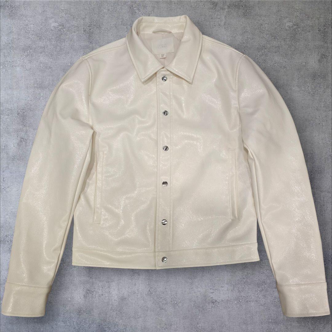 【未使用級】ZARA　ホワイトレザージャケット完売品