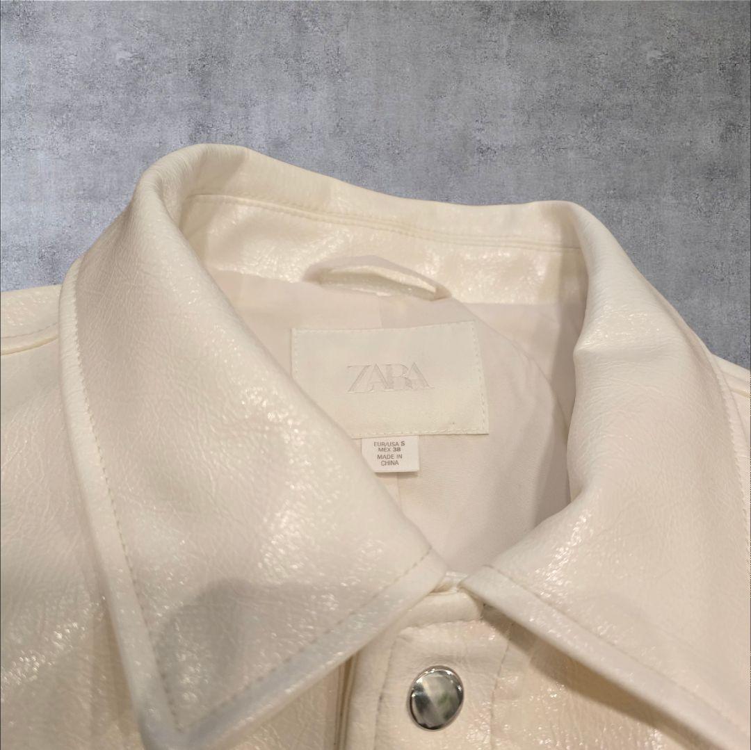 【未使用級】ZARA　ホワイトレザージャケット完売品
