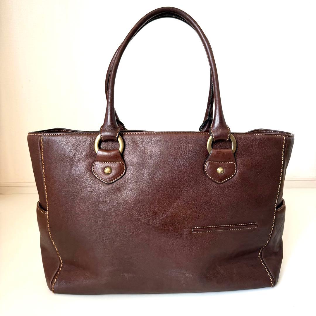 【希少】土屋鞄製造所 本革 レザートートバッグ A4収納可 ダークブラウン