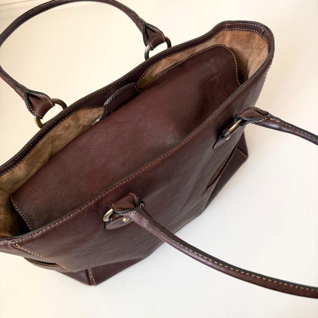 【希少】土屋鞄製造所 本革 レザートートバッグ A4収納可 ダークブラウン