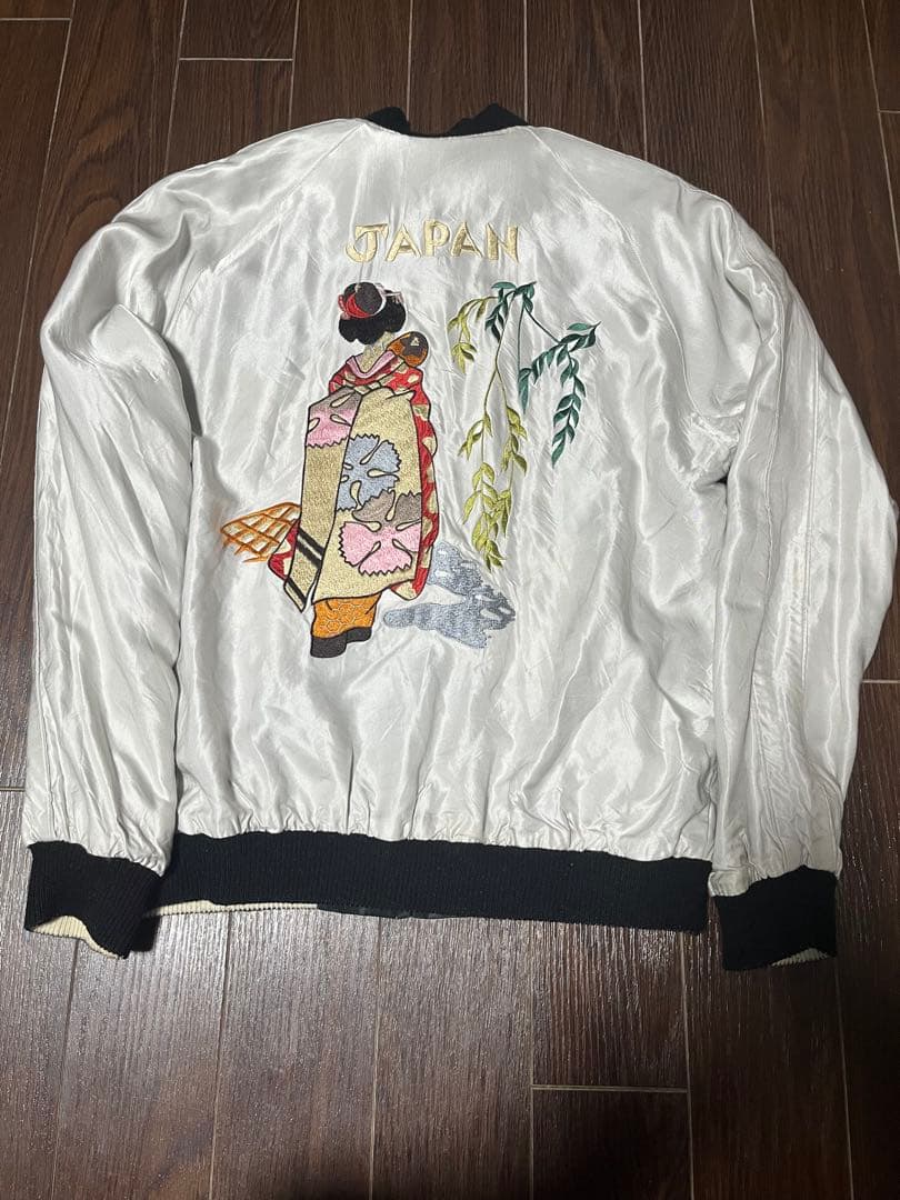 【きみこ】東洋テーラー　スカジャン　白虎　サテン Mサイズ　ブラック