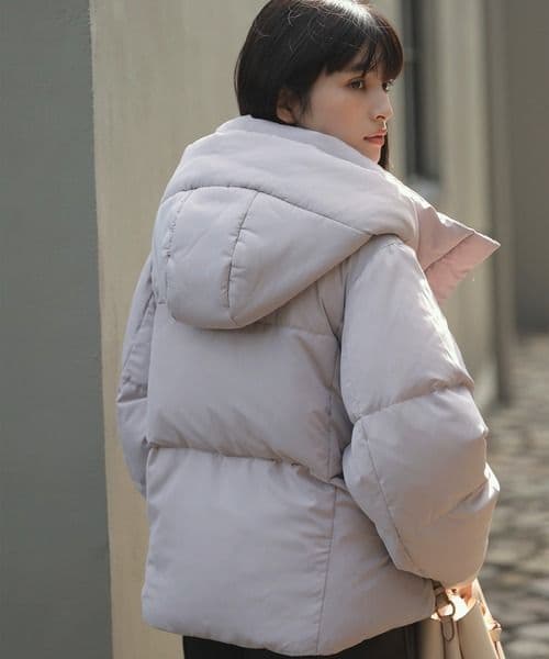 アウター総選挙3位　フード取り外し可能 軽量ダウンブルゾン　VIS ピンク