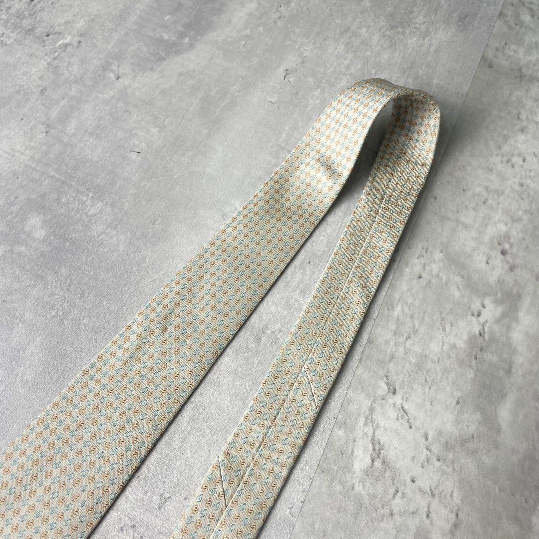 美品 CHANEL シャネル ジャガード ココマーク 総ロゴ ネクタイ ホワイト