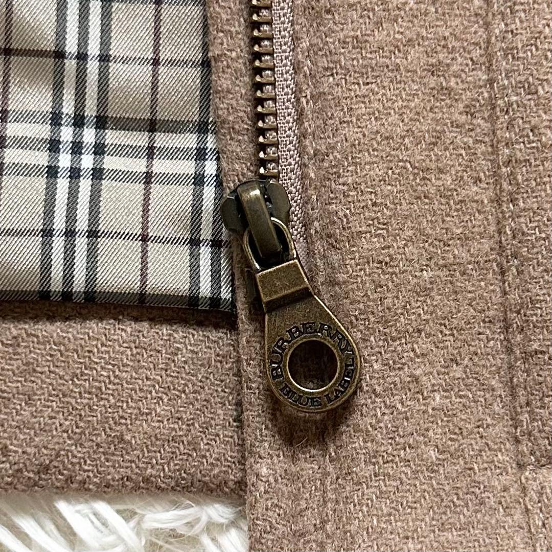バーバリーブルーレーベル ダッフルコート　ノバチェック ショート キャメル M