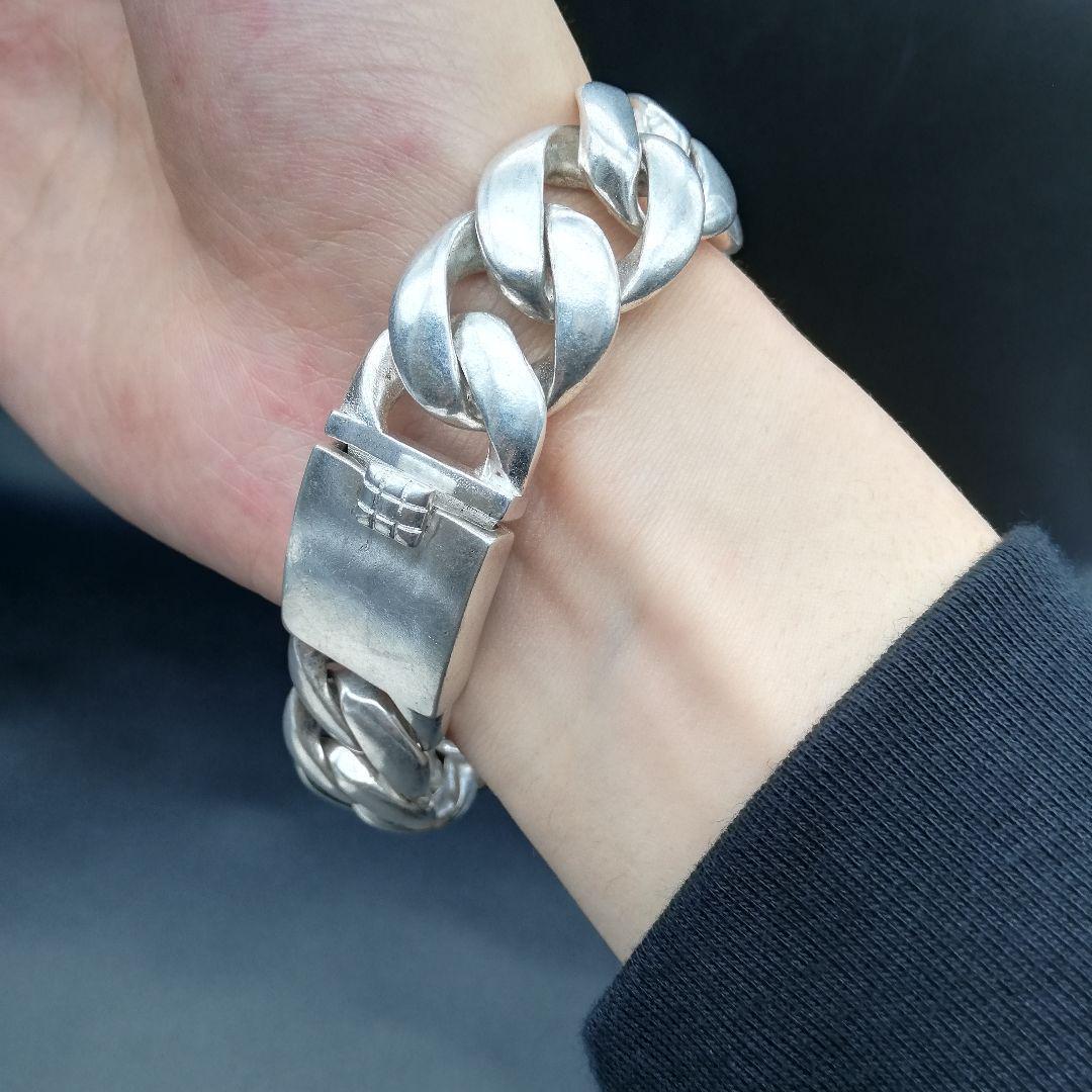 20mm Silver 925 ブレスレット 純銀 メンズ シルバー 極太