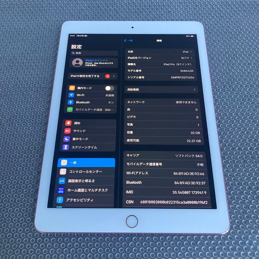 755【早い者勝ち】美品☆iPad Pro 32GB 9.7インチ SIMフリー