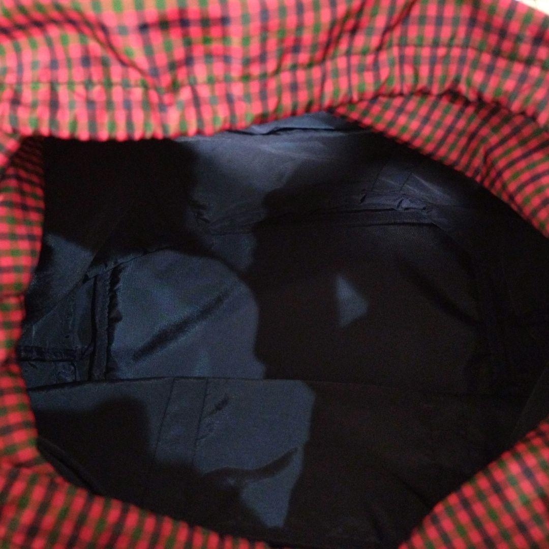 ファミリア　マザーズバッグ　ネイビー✕赤チェック