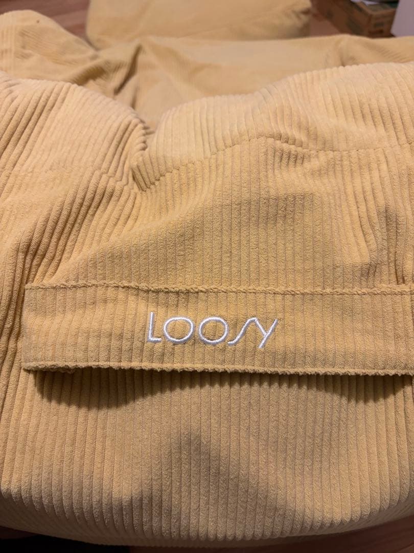 HUGME LOOSY 1人掛けビーズソファ+オットマン ソフトイエロー