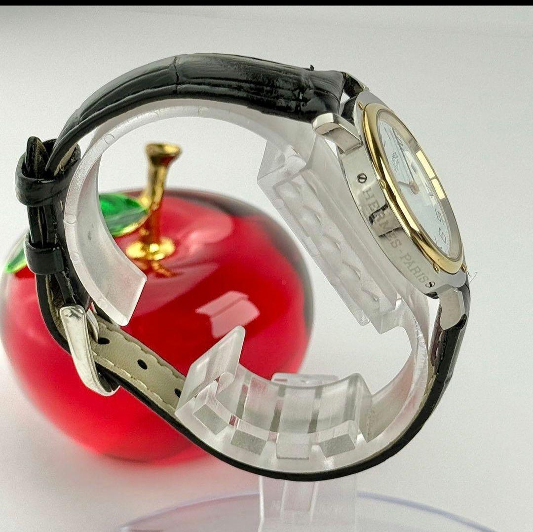 エルメス クリッパー 新品ベルト 新品電池 レディース デイト 腕時計 714