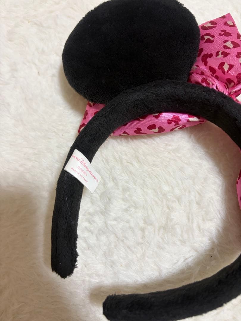 ディズニー ミニー ヒョウ柄 カチューシャ ピンク