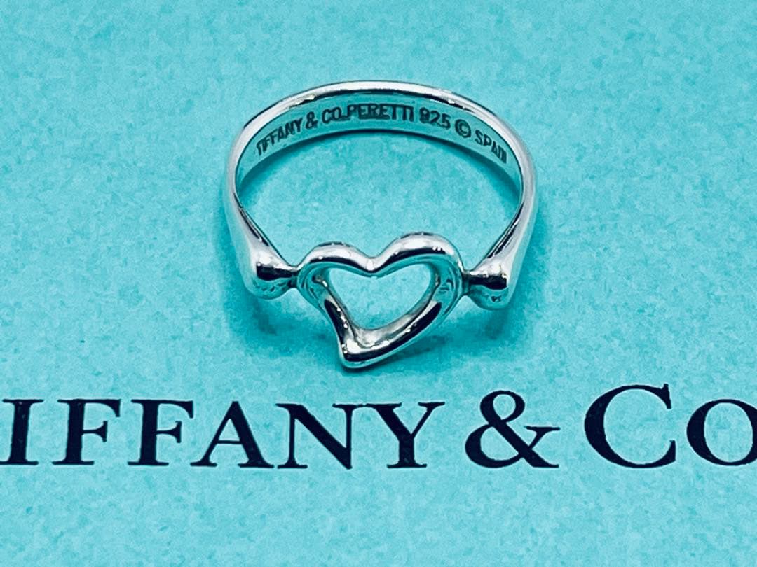 h890 美品　ティファニー　オープンハート　リング　シルバー925 約8.5号