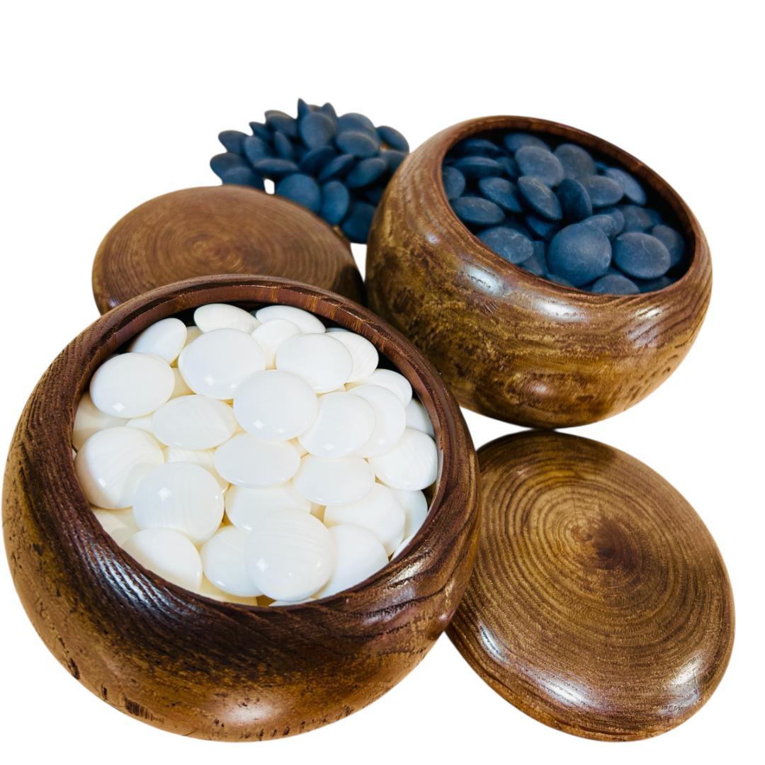 蛤碁石(月印) 那智黒石 32～33号 白180個 + 黒181個 囲碁