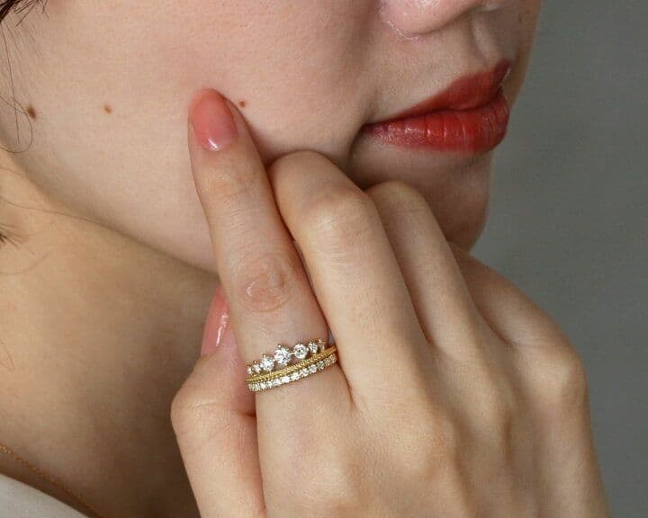 K18ホワイトゴールド　ティアラ　ダイヤモンドリング メザンジュ 銀座リム