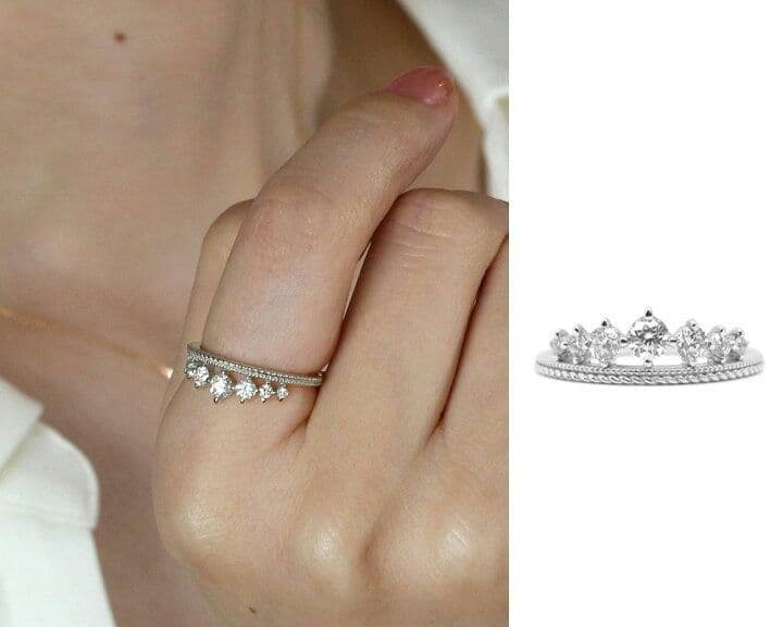 K18ホワイトゴールド　ティアラ　ダイヤモンドリング メザンジュ 銀座リム